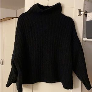 Free people black turtleneck wool sweater